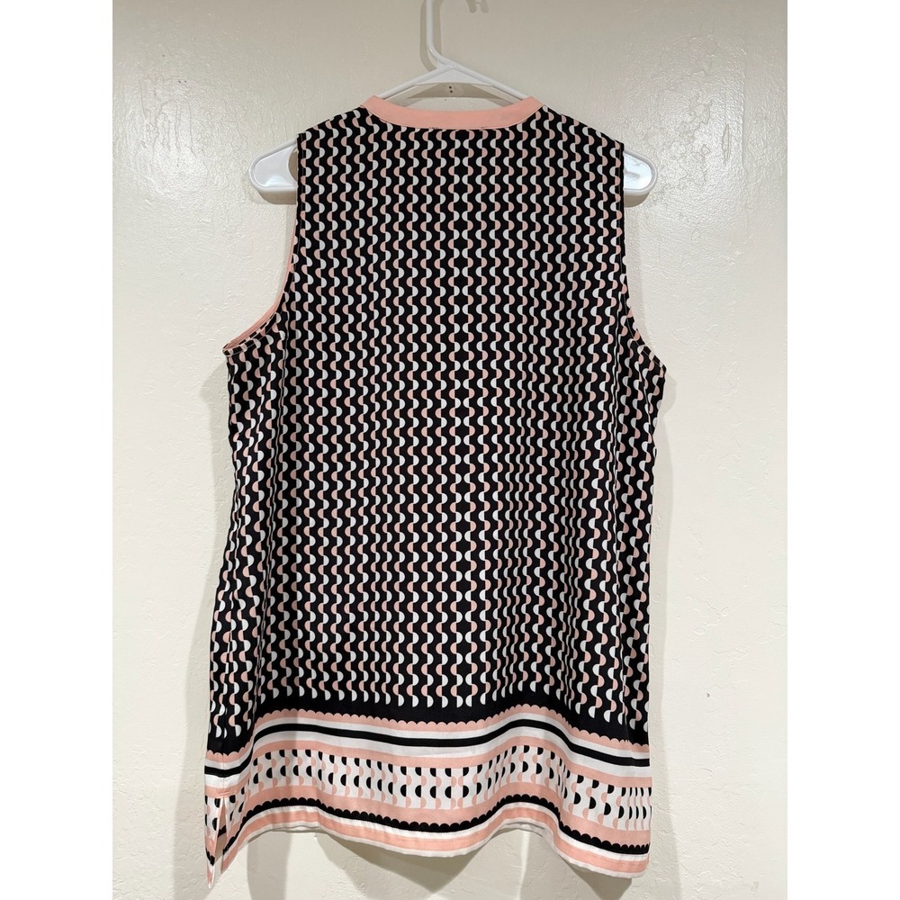Premise Womens Pink Black Geometric Print Sleeveless Button Up Blouse Top Large - Picture 3 of 7